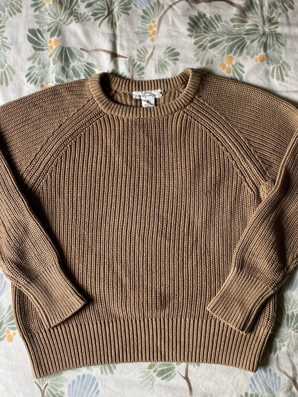 Crewneck Sweater in Light Brown — Classic Ribbed Knit